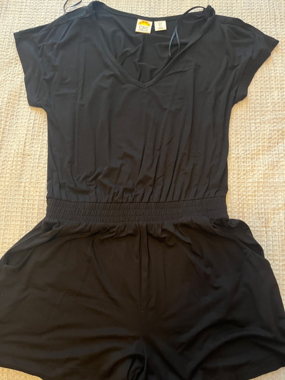 C&C California Black V-Neck Short Romper